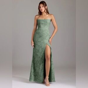 Azazie Green Strapless Maxi Dress